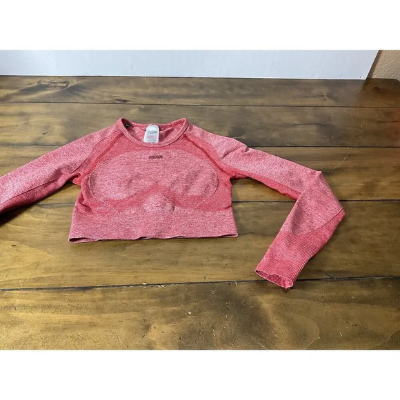 Gymshark Flex Sports Long Sleve Crop Top Size S Red Gym Training Sports Top - Picture 6 of 11